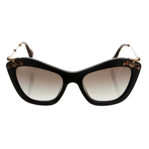 Pre-owned Miu Miu Women’s Embellished Cat Eye SMU 03P Sunglasses Brown/Black main image 9